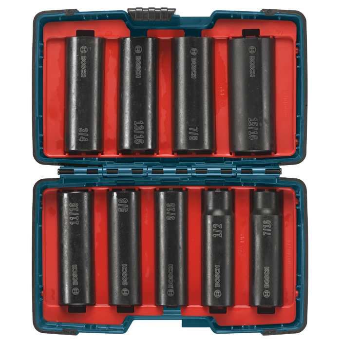 Bosch 27286 9 pc. Impact Tough Socket Set for 1/2 In. Drive