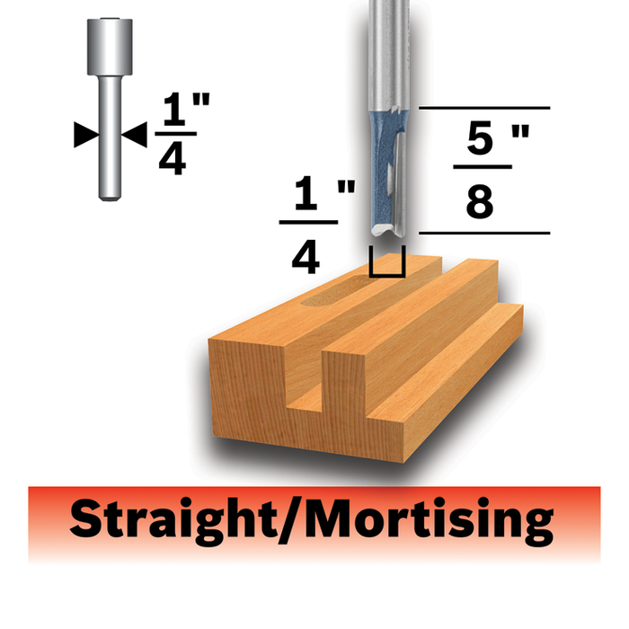 Bosch 85221MC 1/4 In. x 5/8 In. Carbide-Tipped Double-Flute Straight Router Bit