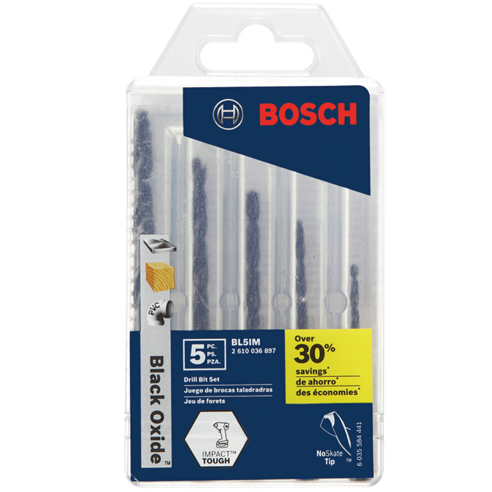 Bosch BL5IM 5 Pc. Impact Tough Black Oxide Drill Bit Set