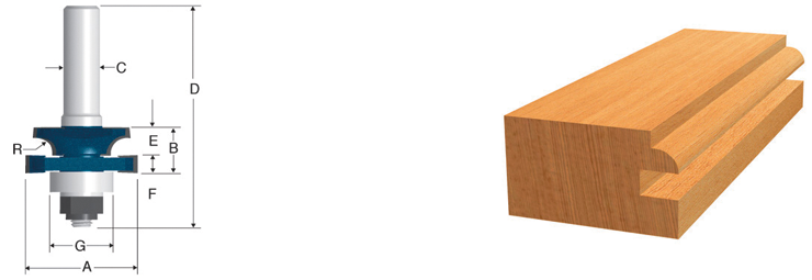 Bosch 1-3/8 In. x 3/4 In. Carbide Tipped Beading Stile Bit - 85621M