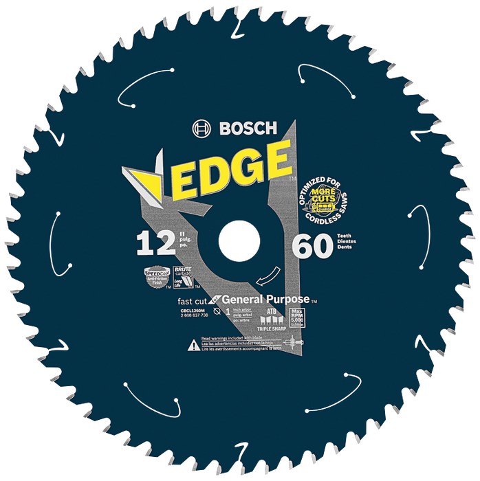 Bosch CBCL1260M 12 In. 60 Tooth Edge Cordless Circular Saw Blade for General Purpose