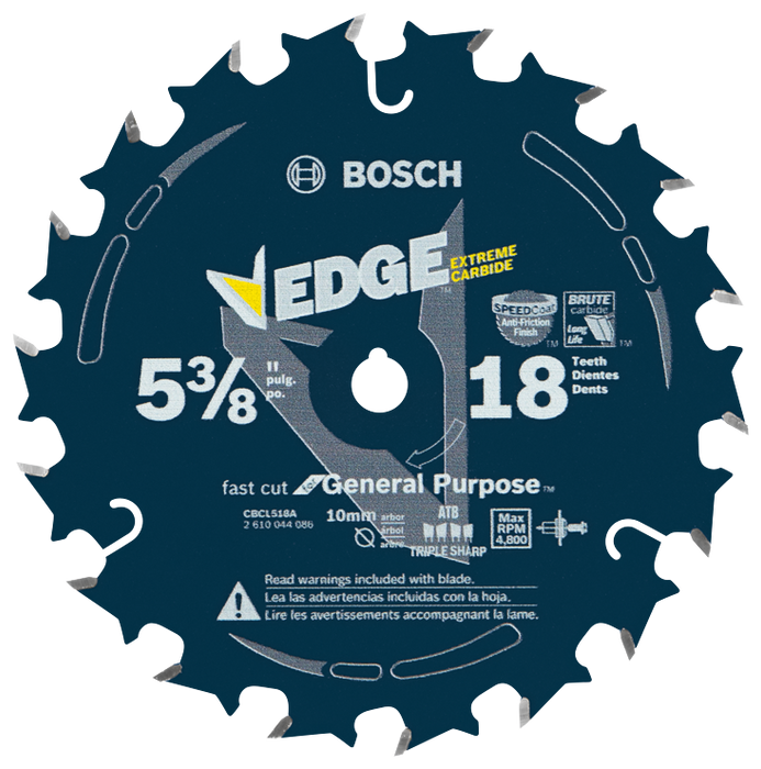 Bosch CBCL518A 5-3/8 In. 18 Tooth Edge Circular Saw Blade for Fast Cuts