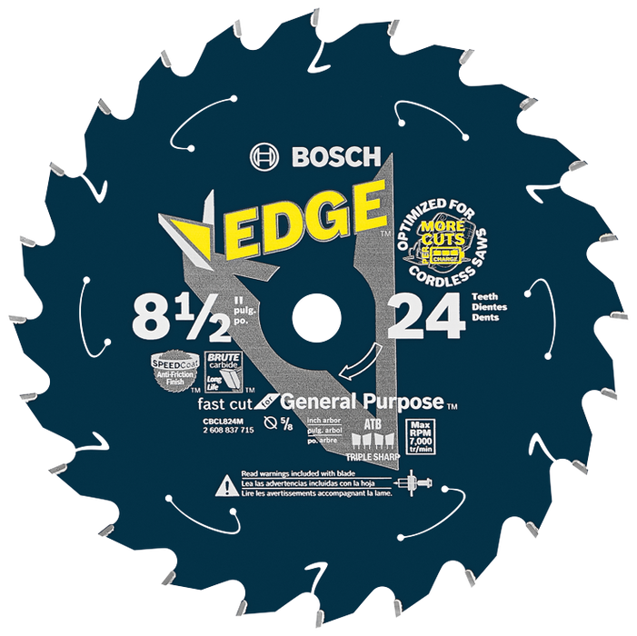 Bosch CBCL824M 8-1/2 In. 24 Tooth Edge Cordless Circular Saw Blade for General Purpose