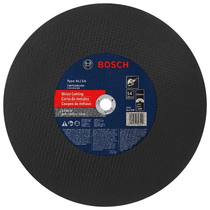 Bosch CWPS1M1420 14 In. 5/32 In. 20 mm Arbor Type 1A (ISO 41) 24 Grit Metal Cutting Bonded Abrasive Wheel