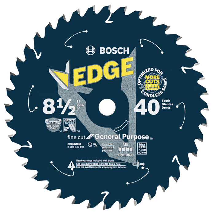 Bosch CBCL840M 8-1/2 In. 40 Tooth Edge Cordless Circular Saw Blade for General Purpose