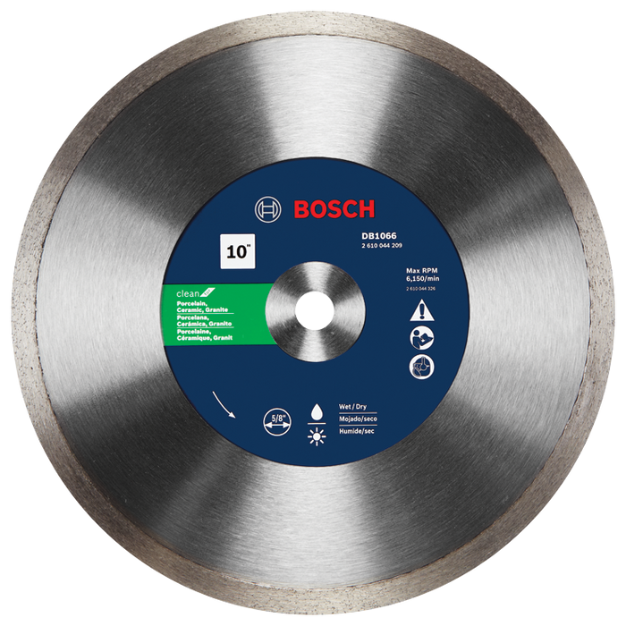 Bosch DB1066 10 In. Rapido Premium Continuous Rim Diamond Blade for Porcelain Tile