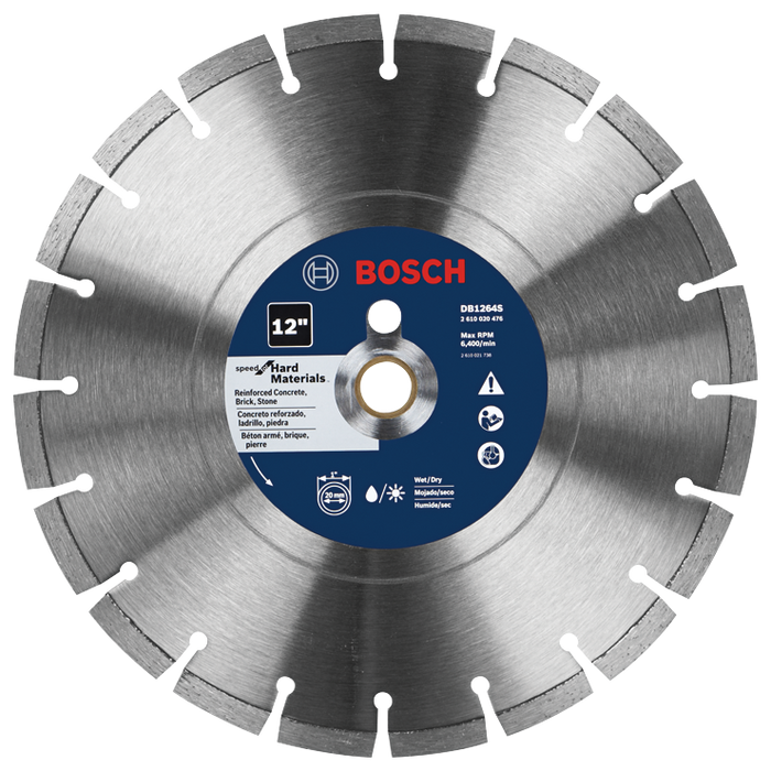 Bosch DB1264S 12 In. Standard Segmented Rim Diamond Blade for Hard Materials