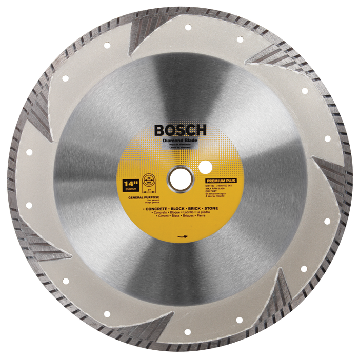 Bosch DB1463 14 In. Premium Plus Turbo Rim Diamond Blade for Smooth Cuts