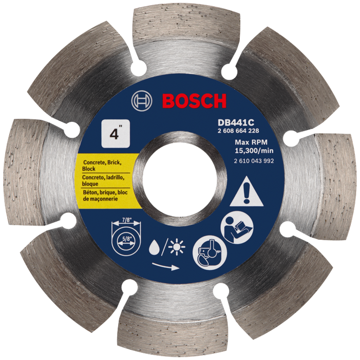 Bosch DB441C 4 In. Premium Segmented Rim Diamond Blade for Universal Rough Cuts