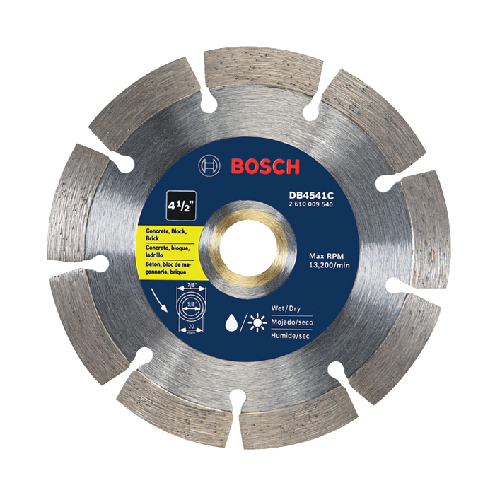 Bosch DB4541C 4-1/2 In. Premium Segmented Rim Diamond Blade for Universal Rough Cuts