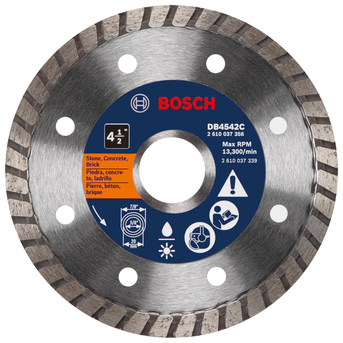 Bosch DB4542C 4-1/2 In. Premium Turbo Rim Diamond Blade for Smooth Cuts