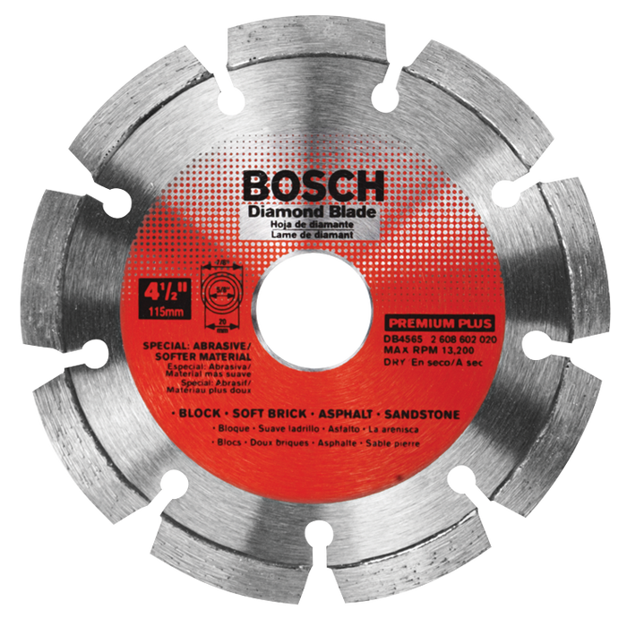 Bosch DB4565 4-1/2 In. Premium Plus Segmented Rim Diamond Blade for Soft Materials