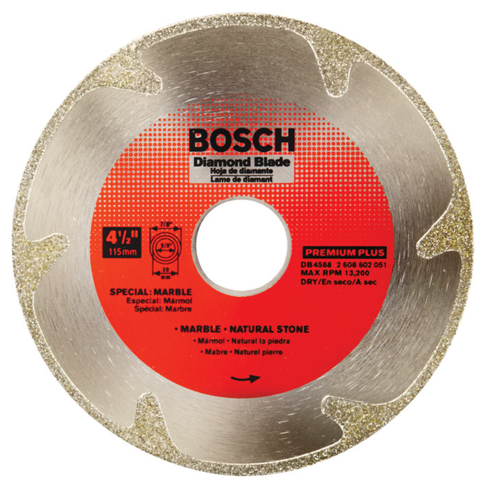 Bosch DB4568 4-1/2 In. Premium Plus Continuous Rim Diamond Blade for Clean Cuts