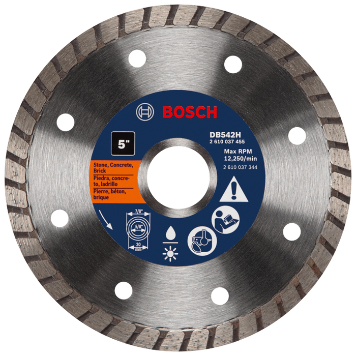 Bosch DB542H 5 In. Premium Turbo Rim Diamond Blade for Smooth Cuts