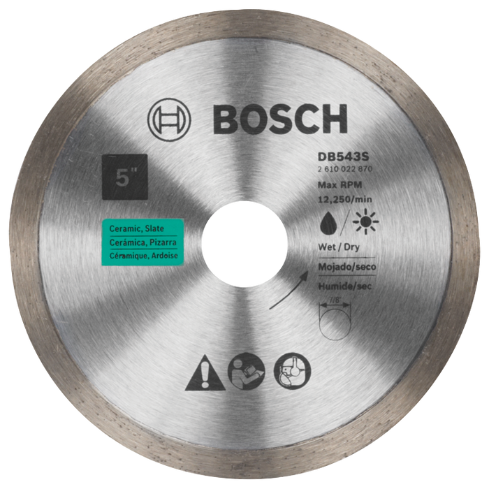 Bosch DB543S 5 In. Standard Continuous Rim Diamond Blade for Clean Cuts