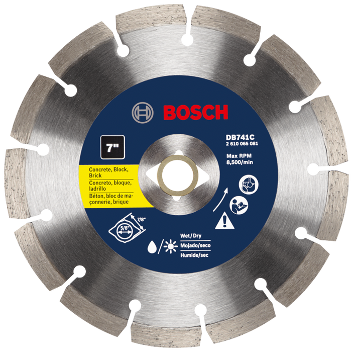 Bosch DB741C 7 In. Premium Segmented Rim Diamond Blade for Universal Rough Cuts