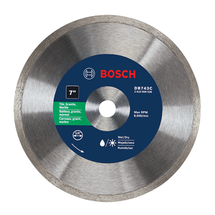 Bosch DB743C 7 In. Premium Continuous Rim Diamond Blade for Clean Cuts