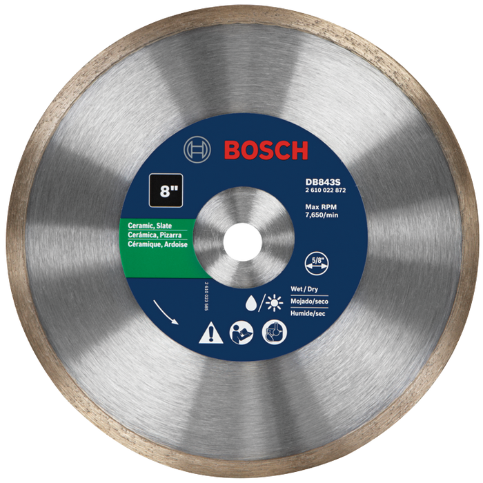 Bosch DB843S 8 In. Standard Continuous Rim Diamond Blade for Clean Cuts