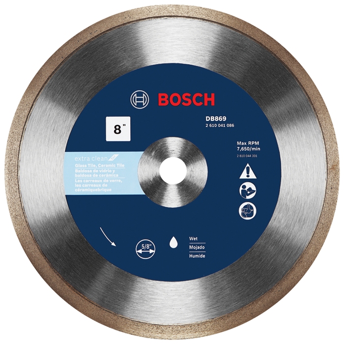 Bosch DB869 8 In. Rapido Premium Continuous Rim Diamond Blade for Glass Tile