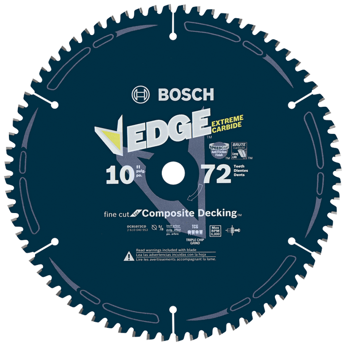 Bosch DCB1072CD 10 In. 72 Tooth Edge Circular Saw Blade for Composite Decking