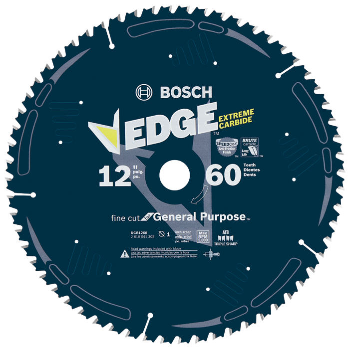 Bosch DCB1260 12 In. 60 Tooth Edge Circular Saw Blade for Fine Finish