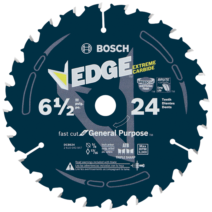 Bosch DCB624 6-1/2 In. 24 Tooth Edge Circular Saw Blade for General Purpose