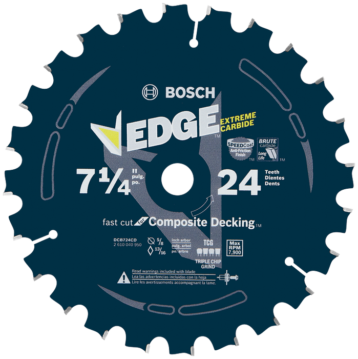 Bosch DCB724CD 7-1/4 In. 24 Tooth Edge Circular Saw Blade for Composite Decking