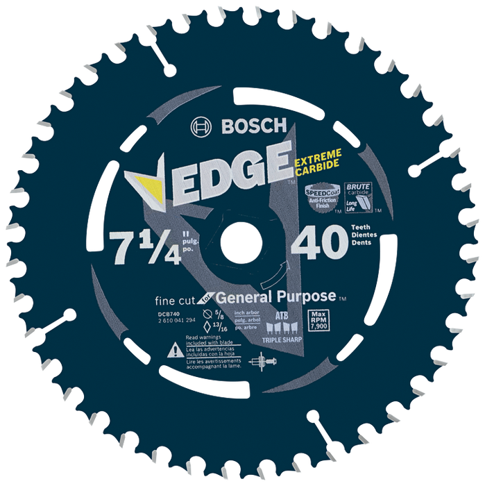 Bosch DCB740 7-1/4 In. 40 Tooth Edge Circular Saw Blade for Fine Finish