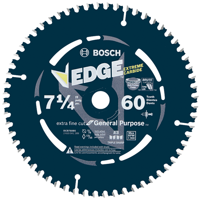 Bosch DCB760 7-1/4 In. 60 Tooth Edge Circular Saw Blade for Extra-Fine Finish