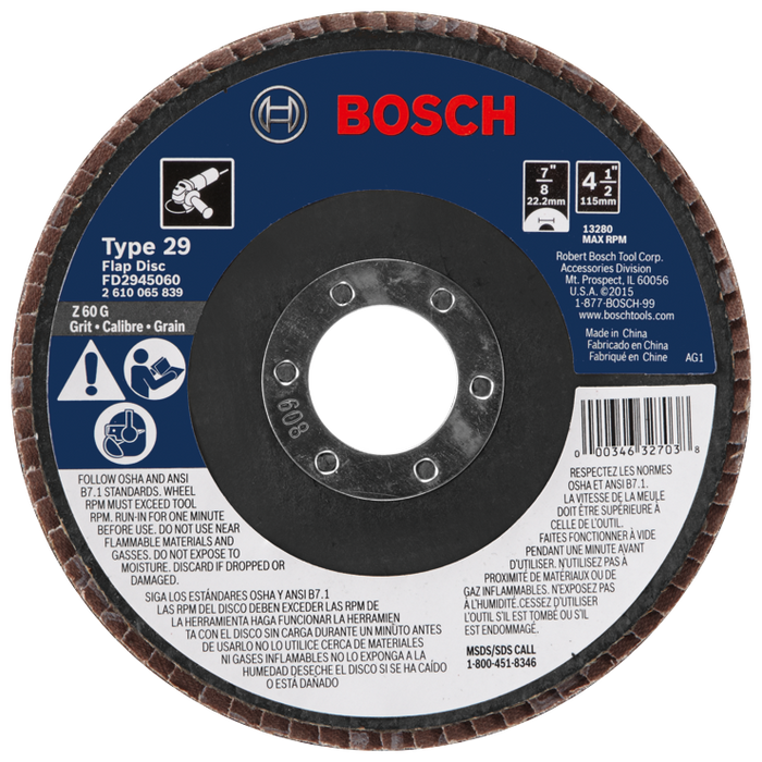 Bosch FD2945060 4-1/2 In. 7/8 In. Arbor Type 29 60 Grit Blending/Grinding Abrasive Wheel