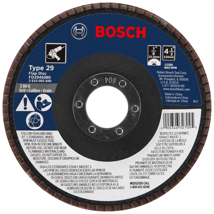 Bosch FD2945080 4-1/2 In. 7/8 In. Arbor Type 29 80 Grit Blending/Grinding Abrasive Wheel