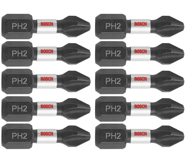 Bosch ITPH21B 10 pc. Impact Tough 1 In. Phillips #2 Insert Bits (Bulk Pack)