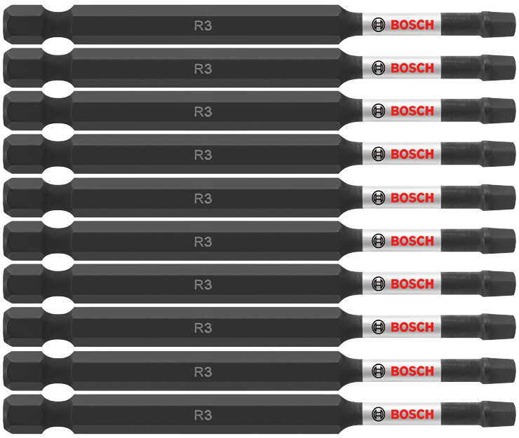 Bosch ITSQ335B 10 pc. Impact Tough 3.5 In. Square #3 Power Bits (Bulk Pack)