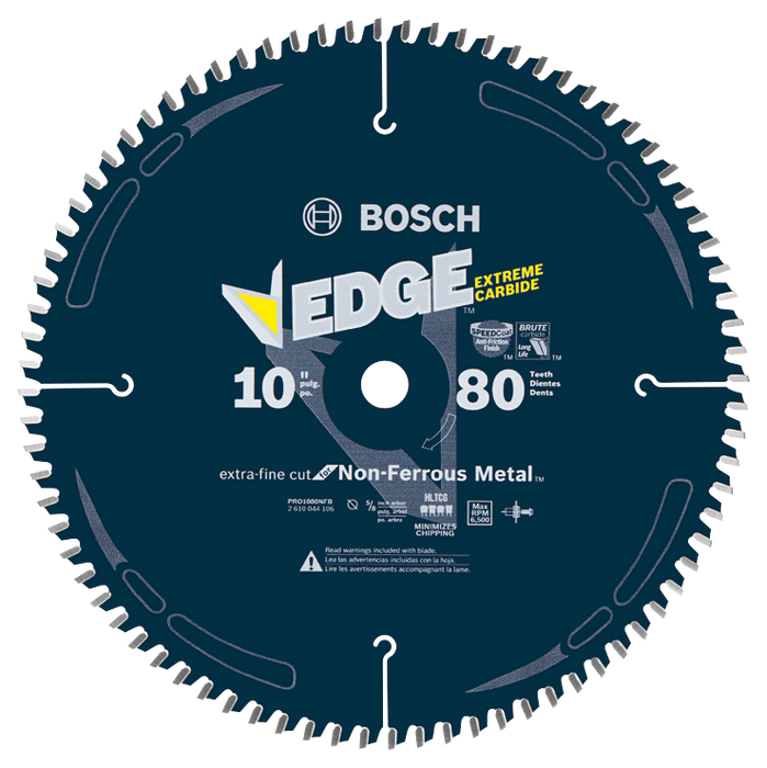 Bosch PRO1080NFB 10 In. 80 Tooth Edge Non-Ferrous Metal-Cutting Circular Saw Blade