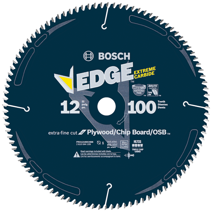 Bosch PRO12100CHBB 12 In. 100 Tooth Edge Circular Saw Blade for OSB/Plywood/Plastic