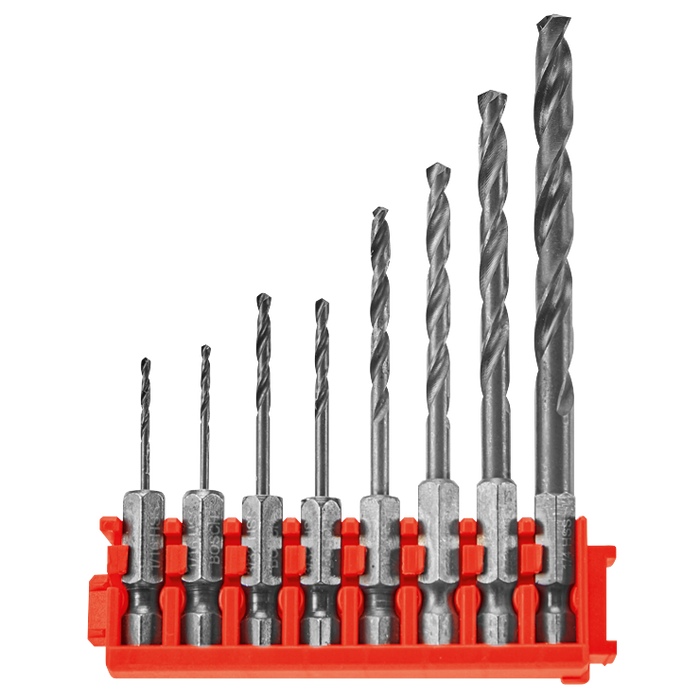 Bosch ITDDV08C 8 pc. Driven Impact Black Oxide Drill Bits with Clip for Custom Case System