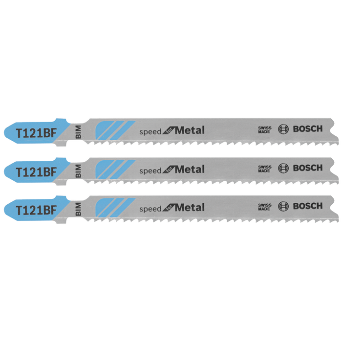 Bosch T121BF3 3 pc. 3-5/8 In. 12 TPI Speed for Metal T-Shank Jig Saw Blades