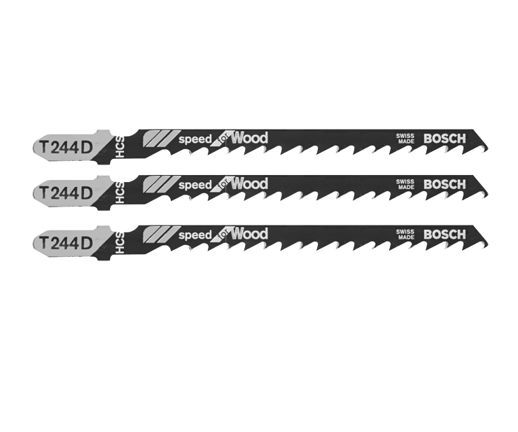 Bosch T244D3 3 pc. 4 In.6 TPI Speed for Wood T-Shank Jig Saw Blades