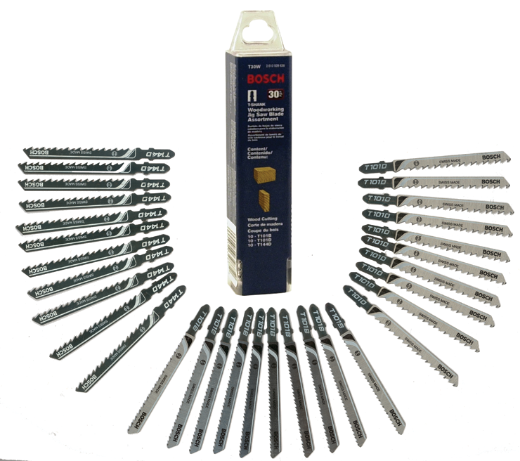 Bosch 30 pc. T-Shank Jig Saw Blade Set Optimized for Wood - T30W