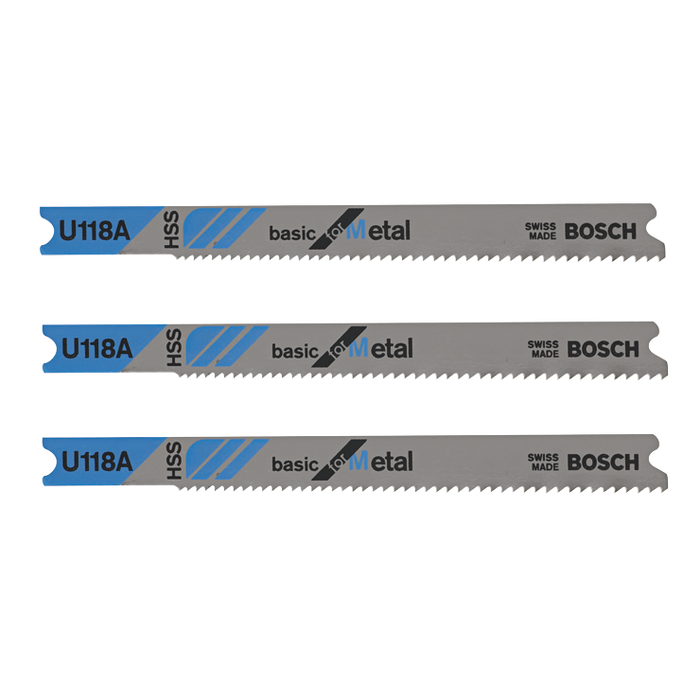 Bosch U118A3 3 pc. 3-1/8 In. 17-24P TPI Basic Metal Cutting U-shank Jig Saw Blades