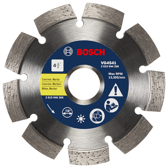 Bosch VG4541 4-1/2 In. Segmented Rim V-Groove Diamond Blade for Universal Rough Cuts