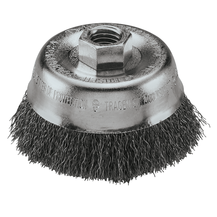 Bosch WB524 3 In. Wheel Dia. 5/8 In.-11 Arbor Carbon Steel Crimped Wire Cup Brush