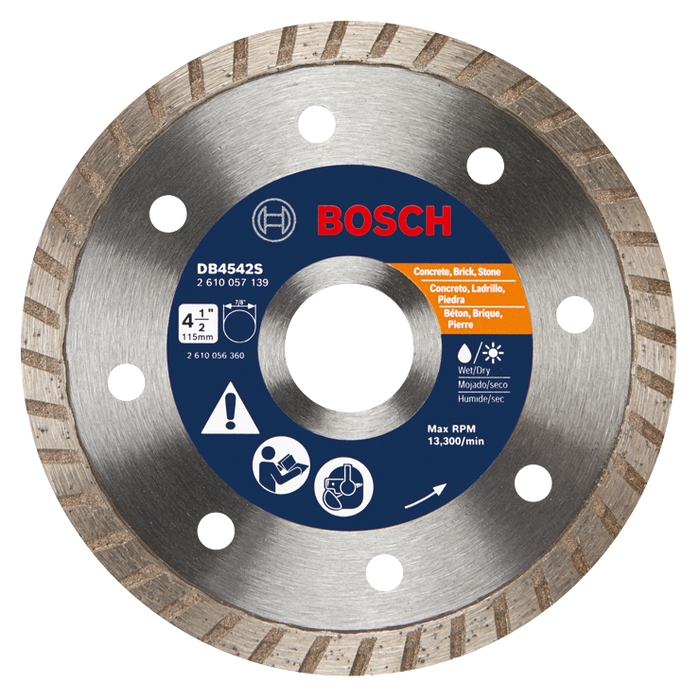 Bosch DB4542S 4-1/2 In. Standard Turbo Rim Diamond Blade for Smooth Cuts