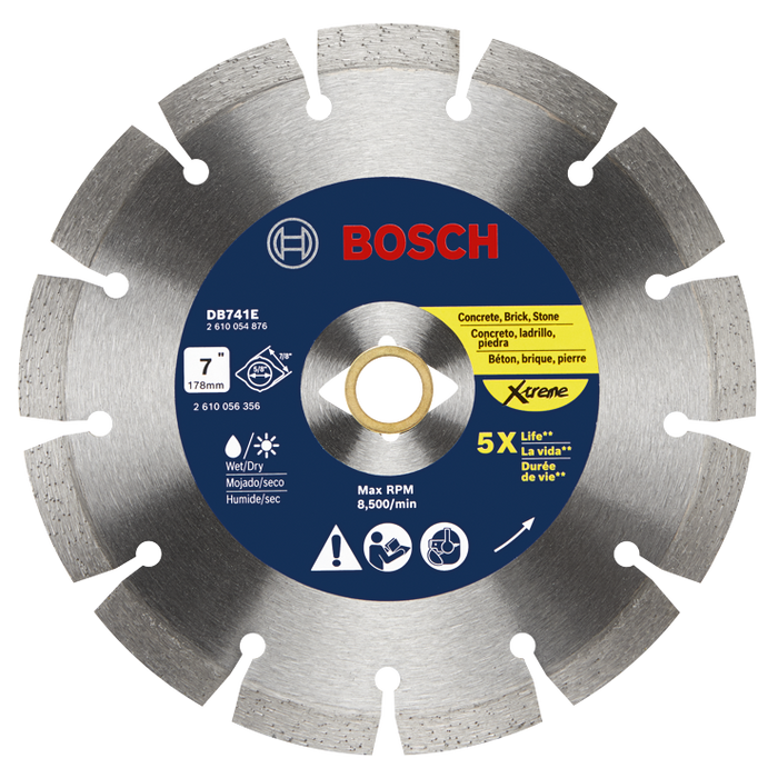 Bosch DB741E 7 In. Xtreme Segmented Rim Diamond Blade for Universal Rough Cuts