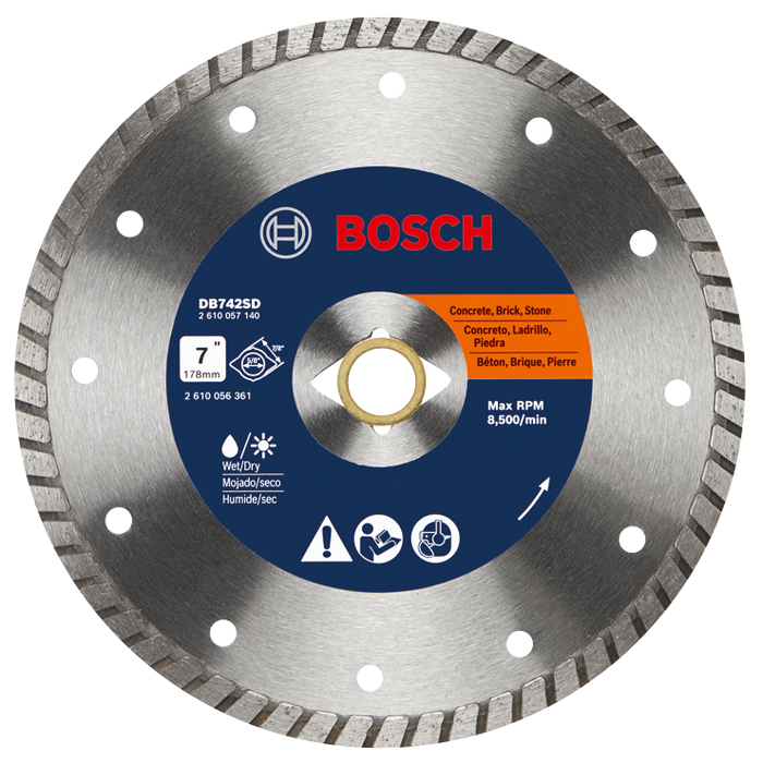 Bosch DB742SD 7 In. Standard Turbo Rim Diamond Blade with DKO for Smooth Cuts