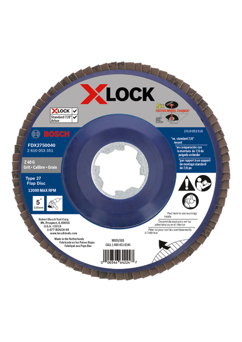 Bosch FDX2750040 5 In. X-LOCK Arbor Type 27 40 Grit Flap Disc