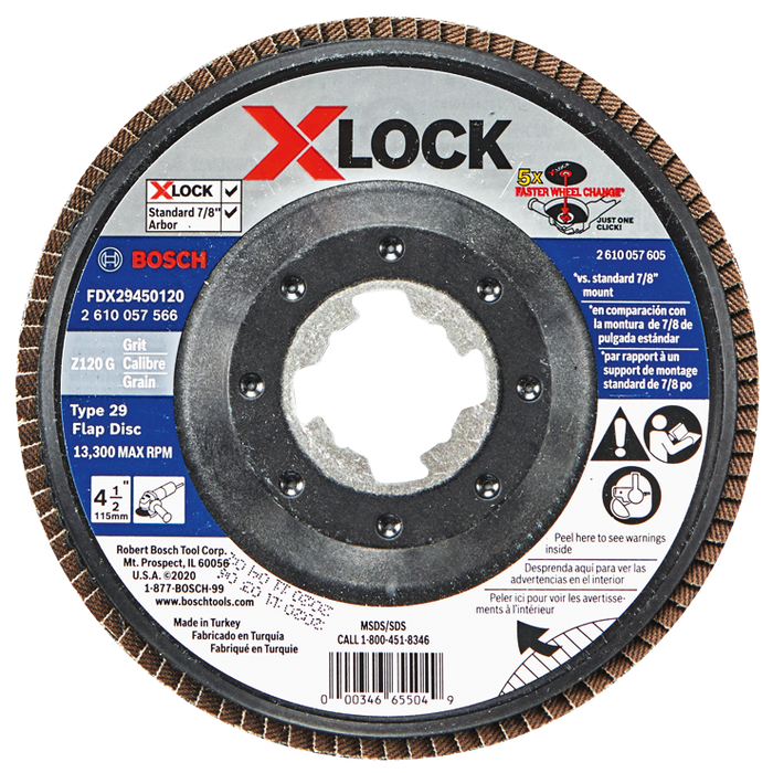 Bosch FDX29450120 4-1/2 In. X-LOCK Arbor Type 29 120 Grit Flap Disc