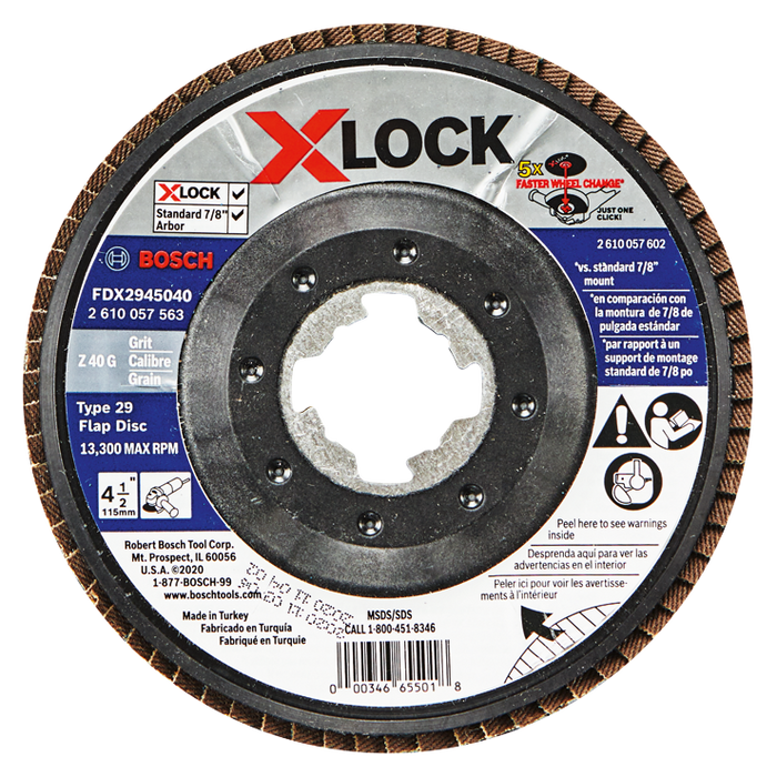 Bosch FDX2945040 4-1/2 In. X-LOCK Arbor Type 29 40 Grit Flap Disc