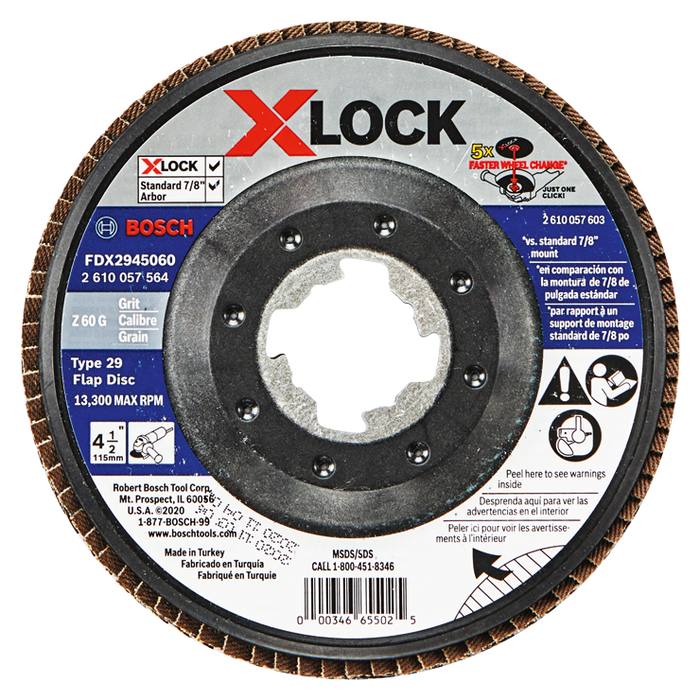 Bosch FDX2945060 4-1/2 In. X-LOCK Arbor Type 29 60 Grit Flap Disc