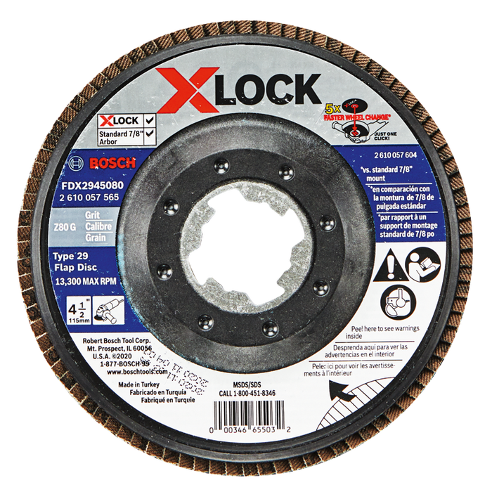 Bosch FDX2945080 4-1/2 In. X-LOCK Arbor Type 29 80 Grit Flap Disc